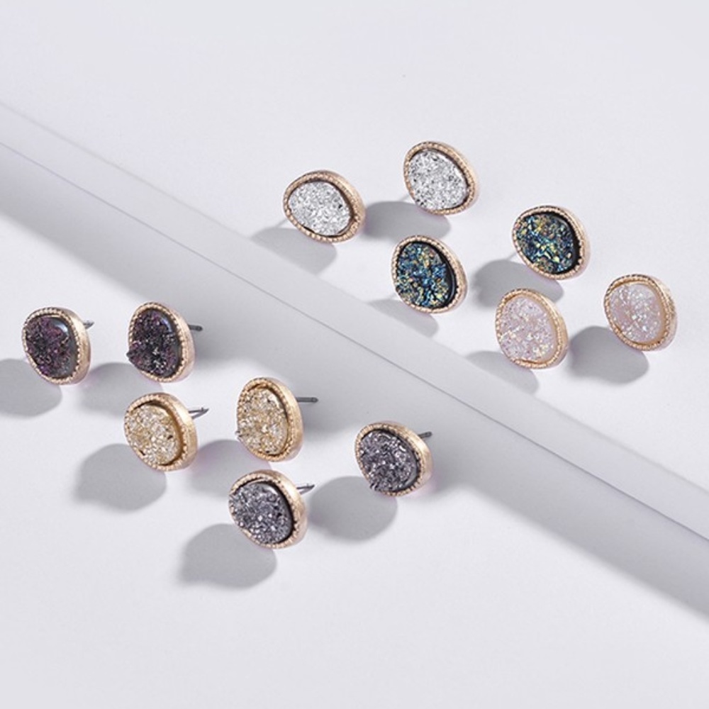 Erica Nikol Genevieve Druzy Stud Earring -5 Colors